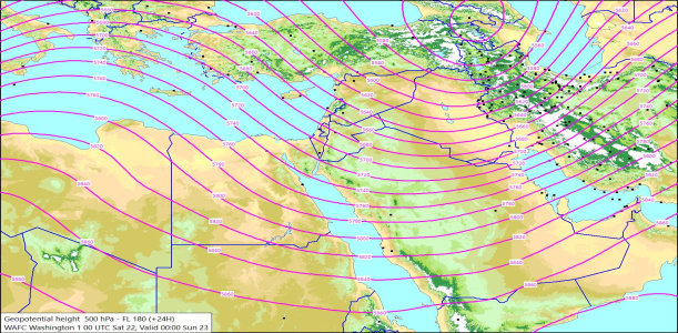 500hPa +24 Hours 22/03/2025 11:21