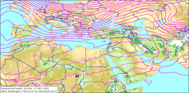 500hPa +24 Hours 22/08/2025 10:41
