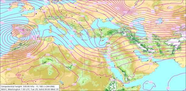 500hPa +24 Hours 29/10/2024 11:18